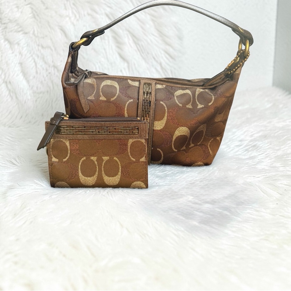 Coach limited edition monogram mini handbag and card case